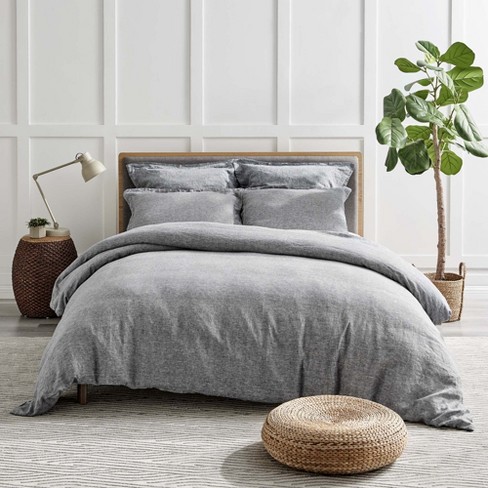 Washed Linen Heathered Stone King Duvet Cover- Levtex Home : Target