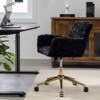 Rbied Artificial Alpaca Wool Adjustable and Swivel Accent Chair Vanity Chair Office Chair with Wheels and Metal Base - 4 of 4