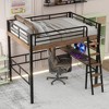 Whisen Metal Twin Size Loft Bed with Built-in Desk and Storage Shelf and Ladde - 3 of 4