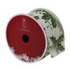 Northlight Ivory and Green Holly Leaves Christmas Wired Craft Ribbon 2.5" x 16 Yards - 3 of 3
