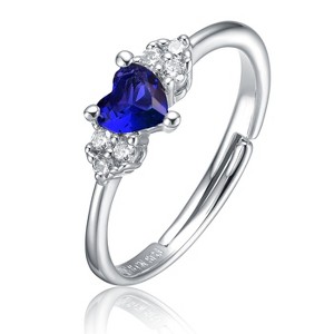 Guili Rhodium-Plated Sterling Silver Ring with Triple Split Shank, Clear Baguette & Round CZ, a bold yet elegant design, sizes 6-8. - 1 of 2