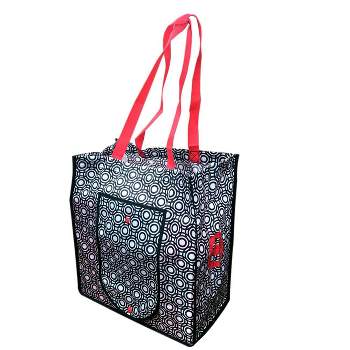 Geo Print Foldable Tote Bag - Black/Red