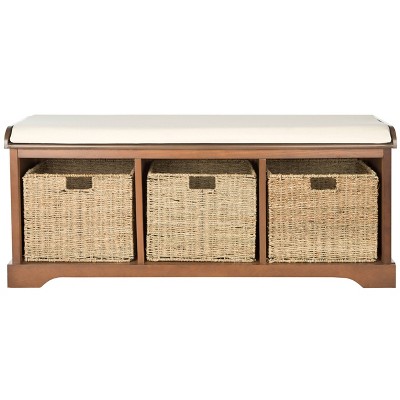 Calli Storage Bench - Brown/White - Safavieh