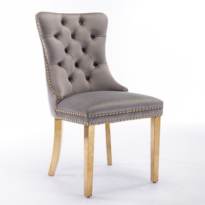 NicBex Set of 2 Dining Chair Modern Tufted Chairs with Steel Legs Upholstered Velvet Fabric Dining Room Armless Chair Lounge