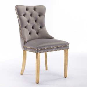 NicBex Set of 2 Dining Chair Modern Tufted Chairs with Steel Legs Upholstered Velvet Fabric Dining Room Armless Chair Lounge - 1 of 4