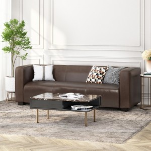84'' Upholstered 3-Seater Sofa with Contemporary Tuxedo Design and Sturdy Wood Legs for Living Room - 1 of 4