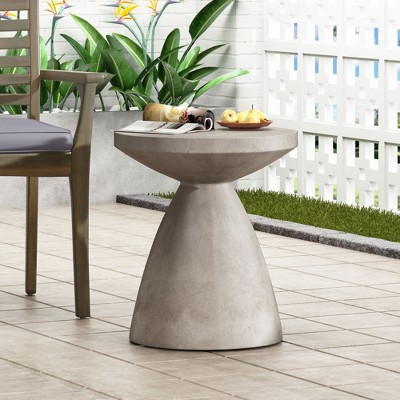 Maggift Patio End Tables Accent Side End Table for Outdoor and Indoor, Garden, Backyard Use, Special Design, Gray, 18"*18"*20.25"