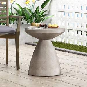 Maggift Patio End Tables Accent Side End Table for Outdoor and Indoor, Garden, Backyard Use, Special Design, Gray, 18"*18"*20.25" - 1 of 4