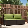vidaXL Patio Middle Sofas - Brown Poly Rattan Outdoor Sofas with Green Cushions, Weather-Resistant, Sturdy Steel Frame - 2 of 4