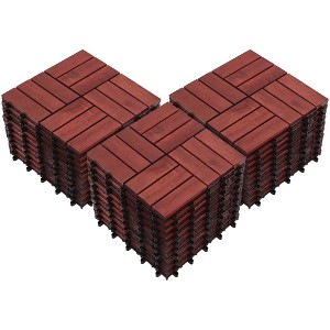 Bliss Outdoors Hardwood 12-Slat Interlocking Wood Deck Tiles, Red, Set of 30 - 1 of 4