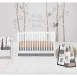 Bacati - Owls in the Woods Beige/Gray 4 pc Crib Bedding Set with Diaper Caddy