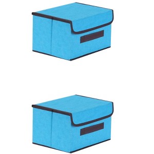 REGALWOVEN Collapsible Clothes Books Organizing Fabric Storage Bin with Lid and Handle 2 Pcs - 1 of 4