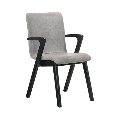 Set of 2 Modern Gray Upholstered Wood Arm Chairs