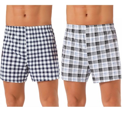 INSPIRE CHIC Men's 2 Pack Classic Plaid Pattern Boxer Shorts