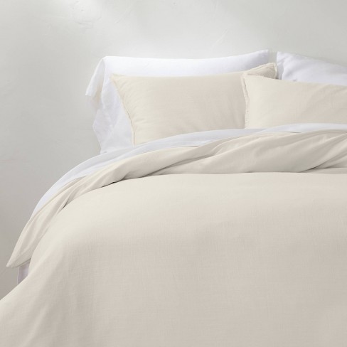 Linen-blend King/Queen Duvet Cover Set - Light green - Home All