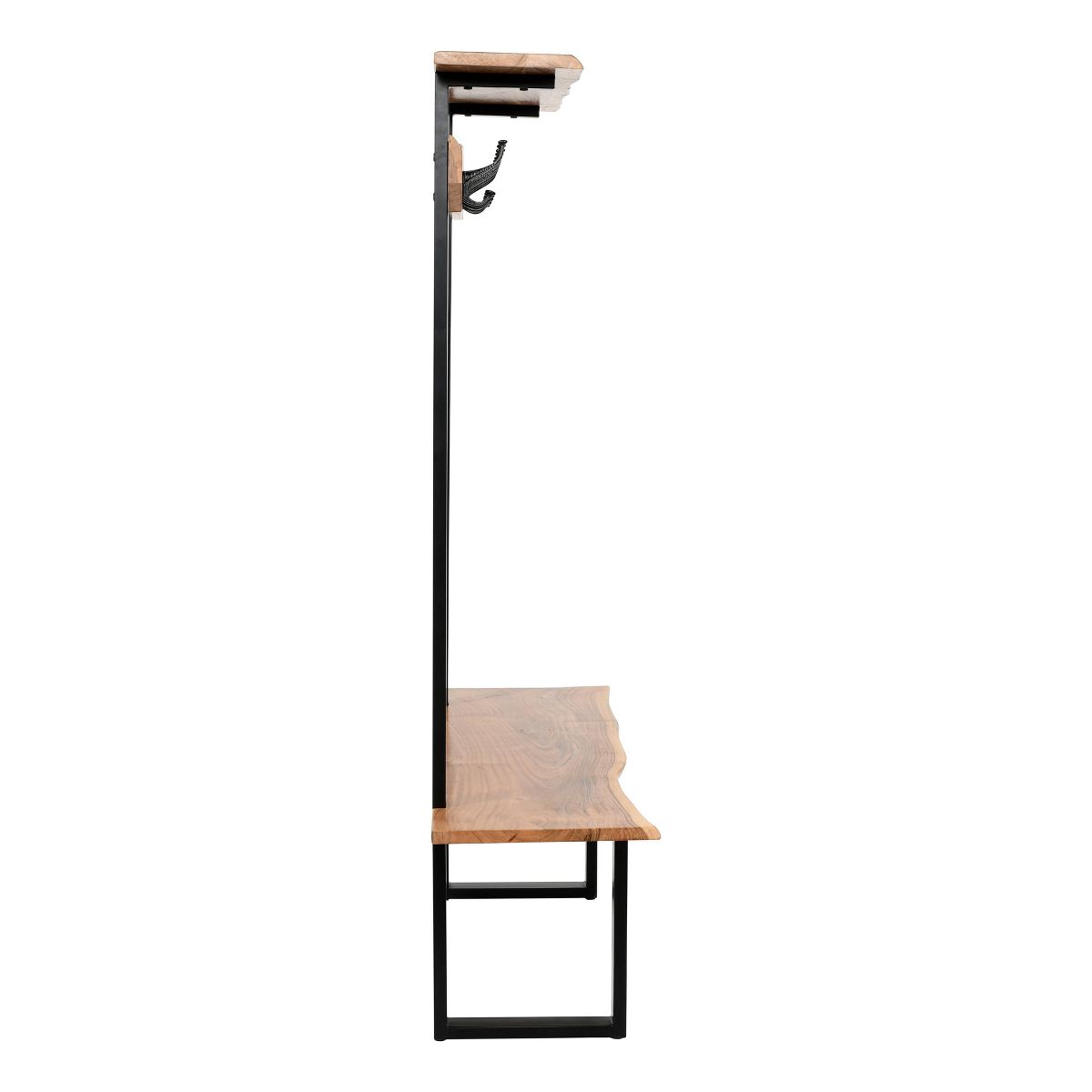 Alpine Hall Tree Natural - Alaterre Furniture: Acacia Wood, Metal Legs, Storage, 7 Hooks - thumbnail 9