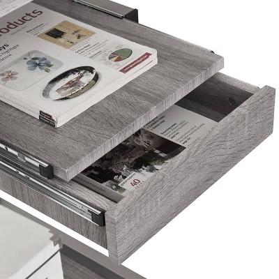 Sleek Gray MDF and Steel Compact Computer Desk with Drawers