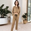 Anna-Kaci Lounge Women's Long Sleeve Button-Up Pajama Set with Piped Trim Details and Relaxed Fit - 2 of 4