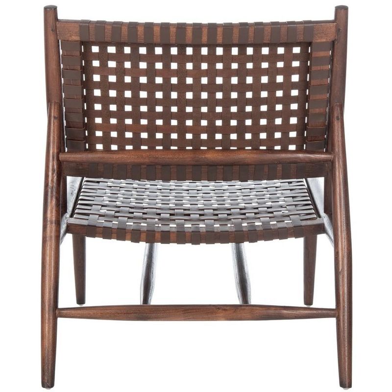 Soleil Leather Woven Accent Chair  - Safavieh, 5 of 13