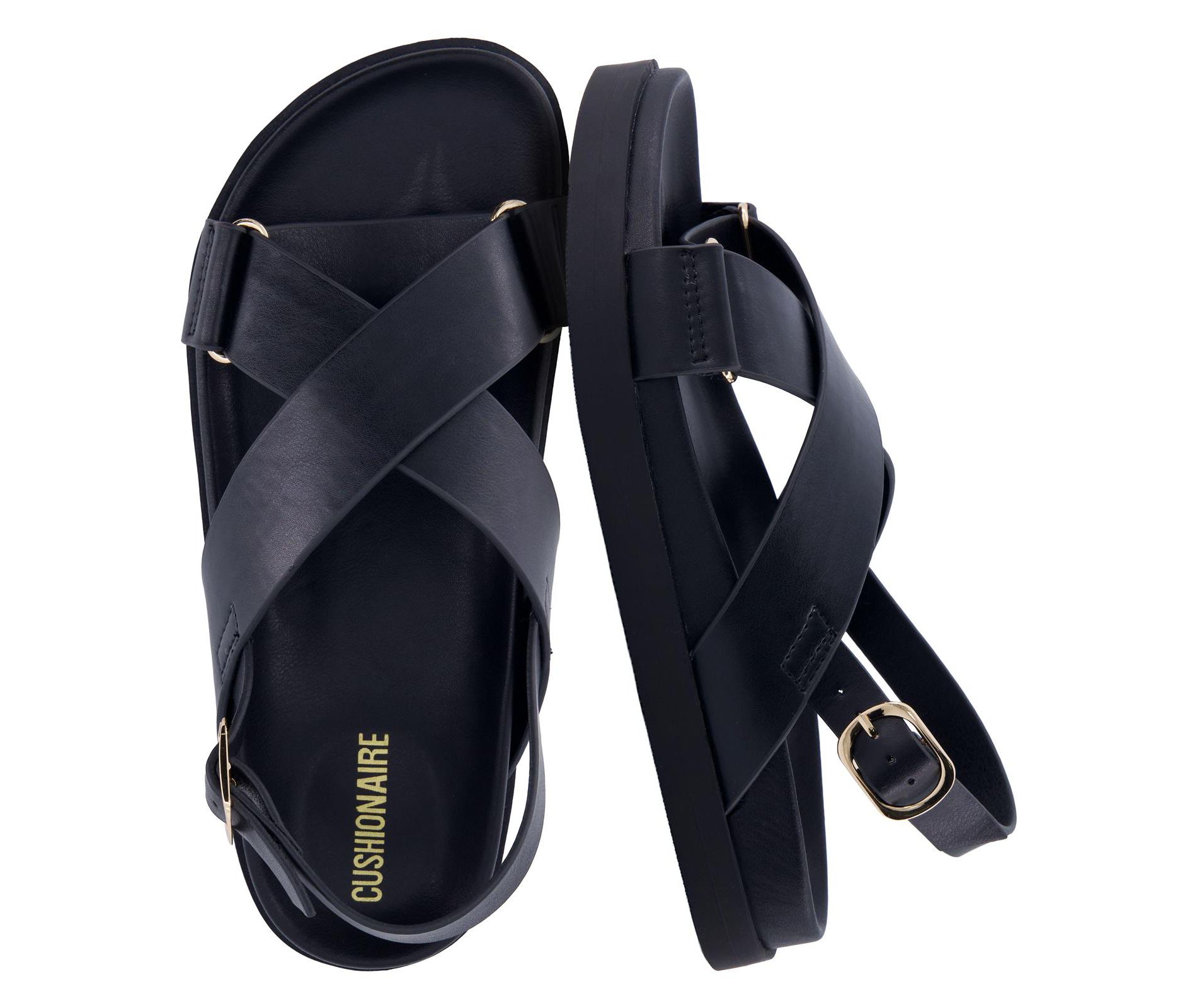 CUSHIONAIRE Eden Footbed Sandals for Women, Comfortable Arch Support Womens Sandals with Platform, Slingback Strap and Memory Foam