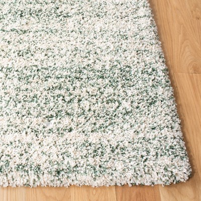Ivory and Green Rectangular Shag Area Rug