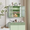 Bathroom Cabinet Wall Mounted with Detachable Shelves,Double Glass Door Wall Storage Cabinet,Kitchen Pantry Sideboard,Wall Storage Organizer - 2 of 4