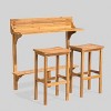 Caribbean 3pc Acacia Wood Patio Bar Set - Natural - Christopher Knight Home: Balcony Furniture, Weather-Resistant - 2 of 4