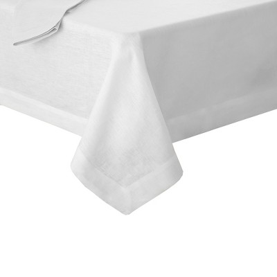 white fabric tablecloth