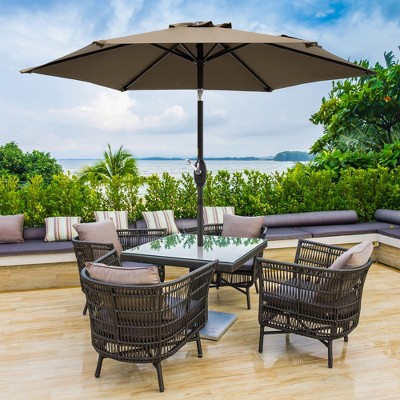 Sonkuki 7.5 ft Patio Market Crank and Tilt Umbrellas,  UV-Resistant Canopy