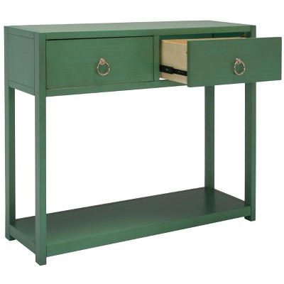 Sadie Turquoise Iron and Wood Console Table with Storage