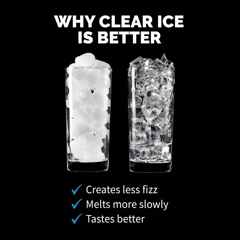 Newair Countertop Clear Ice Maker, 40 lbs. of Ice a Day with Easy to Clean BPA-Free Parts, Perfect for Cocktails, Scotch, Soda and More, 3 of 12