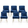 SEYNAR Modern Glam Boucle Pleated Velvet Dining Chair or Vanity Chair Set of 6 with Rear Handle - 2 of 4