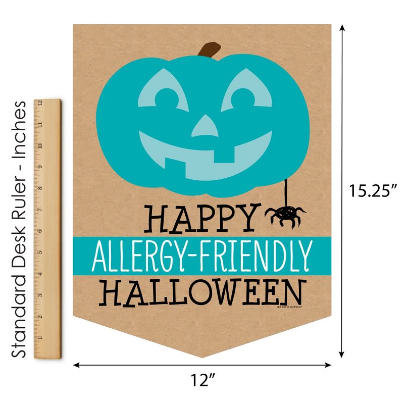 Big Dot of Happiness Teal Pumpkin - Outdoor Home Decorations - Double-Sided Halloween Allergy Friendly Trick or Trinket Garden Flag - 12 x 15.25 in, 5 of 9