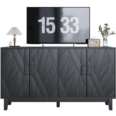 Chery Life Black Modern Style Buffet Cabinet, Multifunctional Decorative Cabinet Suitable For Living Room, Dining Room, Entrance, Corridor, Kitchen