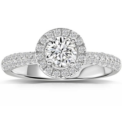 Pompeii3 1Ct Halo Diamond Accent Ring White Gold Lab Created - Size 7
