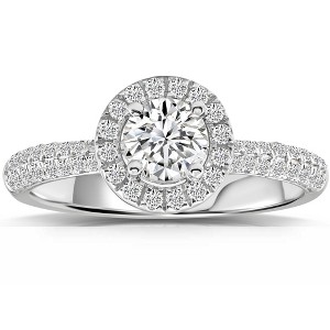 Pompeii3 1Ct Halo Diamond Accent Ring White Gold Lab Created - Size 7 - 1 of 4