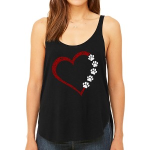 LA Pop Art Meow Heart - Women's Premium Word Art Flowy Tank Top - 1 of 4