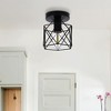 DORESshop 6 in. 1-Light Black Industrial Semi-Flush Mount Ceiling Light with Metal Cage Shade for Porch Hallway - 2 of 4