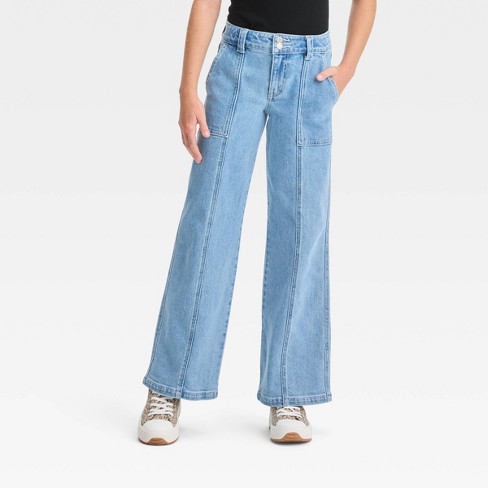 Girls' Mid-rise Wide Leg Jeans - Art Class™ Medium Wash : Target