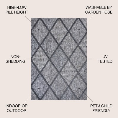 Transitional Diamond Trellis 3x5 Dark Gray Synthetic Area Rug
