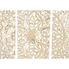 Wood Floral Handmade Intricately Carved Wall Decor with Mandala Design Set of 3 Cream - Olivia & May: Mixed Media, Black Metal Frame - 4 of 4