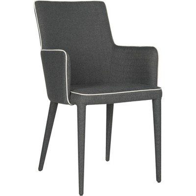 Transitional Faux Leather Arm Chair in Beige and Gray