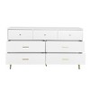Seven Drawers Large Chest of Drawer Cabinet with Golden Handle and Golden Legs White Color - 3 of 4