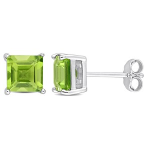 EVERLY JEWELRY | Sterling Silver 2 3/8 CT TGW Princess Cut Peridot Stud Earrings - 1 of 4