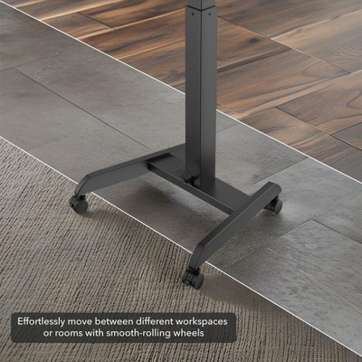 Black Adjustable Height Rolling Laptop Desk with Pneumatic Lift