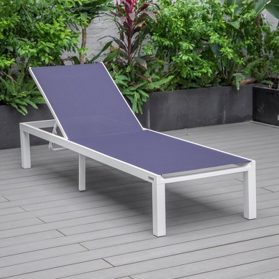 Navy Blue Aluminum Outdoor Chaise Lounge with Adjustable Backrest
