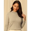Hobemty Women's Mock Neck Blouse Ribbed Long Sleeve Basic Knitted Sweater - 4 of 4