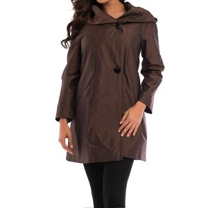 Women's Metallic Long Trench Hoodie Jacket - ANGEL - 1 of 4