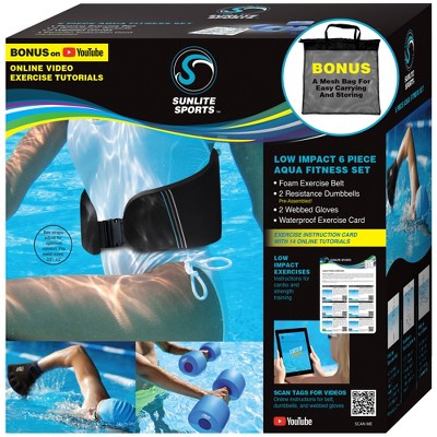 Sunlite Sports Water Workout Set, High Density Pool Weights, Swim Belt, Aqua Jogger, Aqua Therapy, Aerobics, Fitness Equipment