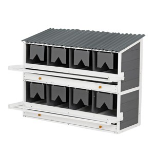 LAOTIES Wooden Chicken Nesting Boxes with 8 Compartments,Rollout Egg Collection,PVC Roof And Foldable Perches - 1 of 4
